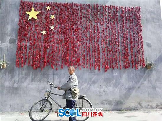 接地氣！成都這個村竟用辣椒“繡”出了五星紅旗